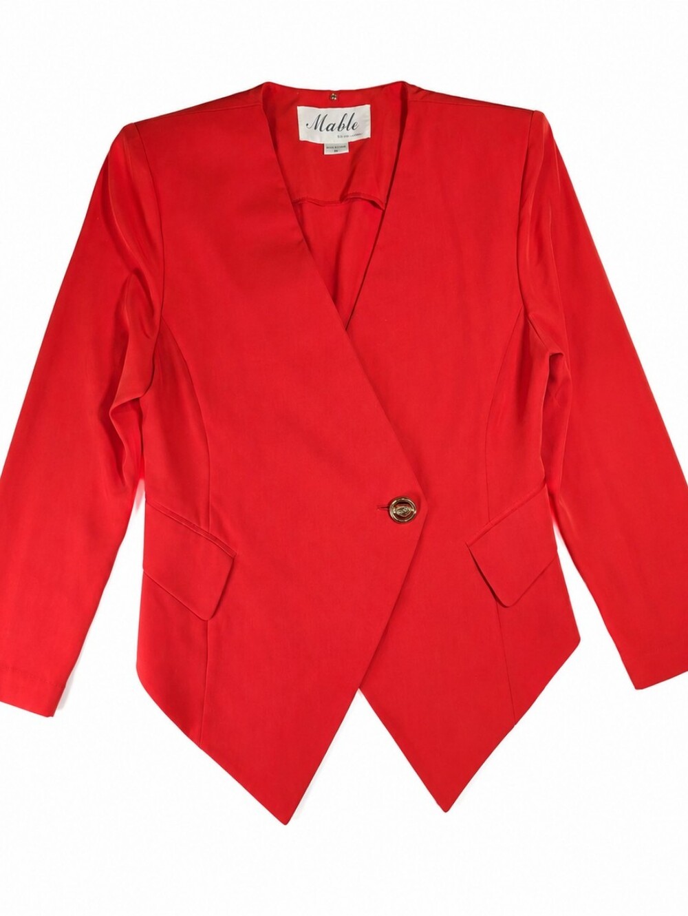 Mable Women's Red Asymmetrical One Button Blazer Jacket Size 38 / S